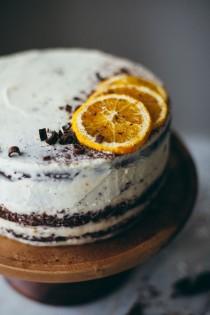 wedding photo - Chocolate Macaroon Cake With Orange Buttercream