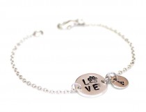 wedding photo -  LOVE Paw Print Bracelet, Paw Bracelet. Hand-Stamped, Dog Lover Bracelet, initial charm, initial Bracelet, Personalized Jewelry