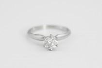 wedding photo - Solitaire Diamond Engagement Ring in 14k White Gold