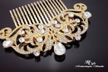 wedding photo - GOLD Art Deco hair accessories Bridal hair comb vintage style bridal hairpiece Crystal wedding hair comb 1920s hair comb 5167G