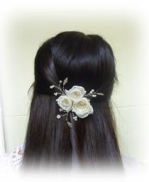 wedding photo - Ivory wedding  fascinator, Flower Girl hair, Veil Accessory, Flower hair adornment by Gingibeads on Etsy