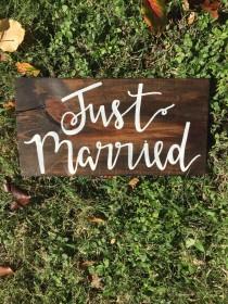 wedding photo - Just Married sign, wedding decorations, rustic wedding, boho wedding, wedding signage, rustic wedding decor, stained wedding sign