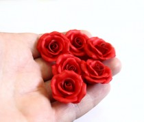 wedding photo -  Set of 6 - Red roses, Wedding Hair Accessories, Bohemian Wedding Hairstyles Hair Flower, Bridal hair pin