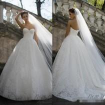 wedding photo -  2016 Newest Full Lace Ball Gown Wedding Dresses Sweetheart Sleeveless Backless Gowns Long Chapel Train Milla Nova Vintage Bridal Dress Online with $114.44/Piece on Hjklp88's Store 