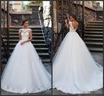 wedding photo -  Vintage Sheer Wedding Dresses Garden 2016 Cheap White Lace Appliques Cap Sleeves Plus Long Chapel Train Lace Up Bridal Ball Gowns Online with $107.48/Piece on Hjklp88's Store 