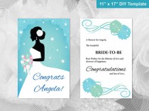 wedding photo -  DIY Printable Bridal Shower Congratulations Card | Editable MS Word file | 11 x 17 | Instant Download | Green Blue Turquoise Dahlia Flower