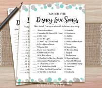 wedding photo - Disney Love Songs Bridal Shower Game - Printable Mint Turquoise Bridal Shower Love Song Game  - Bridal Shower Game - Bachelorette Games 005