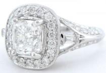 wedding photo - Cushion cut diamond engagement ring antique 2.06ctw