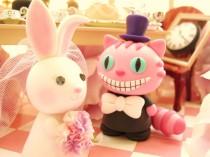wedding photo - Wonderland  cheshire cat and rabbit bride and groom Casual Collection---k776