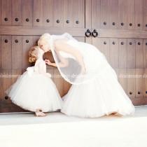 wedding photo - Flower Girl Dresses, Ivory dresses, tutu dress, tulle dress, ankle length, frock, ivory white