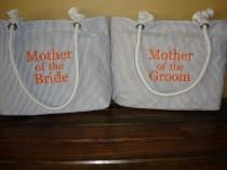 wedding photo - Mother of the Bride or Groom Seersucker or Chevron Tote Bag