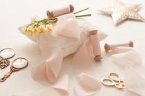 wedding photo - Silk Bouquet Ribbon, Blush Bouquet Ribbon, Hand Dyed and Handmade