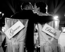 wedding photo - Bride & Groom Signs FREE SHIPPING- Bride and Groom Chair Signs- Wedding- Bride and Groom- Wedding Signs- Signs-Rustic wedding signs