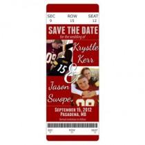 wedding photo - Custom NFL, NBA, NCAA or College Football & Basketball Sports Game Ticket Stub Save the Date Wedding Photo Magnet