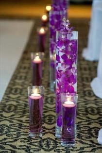 wedding photo - Food Coloring And Floating Candles/ Dollar Store Flowers.. Wedding Cost Saver.