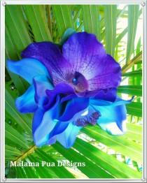 wedding photo - BLUE ORCHID HAIR Flower, Hawaiian Orchids, Maui Blue, Purple, Headpiece, Clip, Beach Bride, Fascinator, Hair Clip, Wedding Hair Accessory