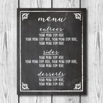 wedding photo - Custom Wedding Dinner Menu Sign, Chalkboard Wedding Sign, Printable Wedding Sign, Dinner  Menu Sign, Wedding Decor, Wedding Signage