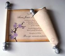 wedding photo - Rustic wedding invitations, wedding scroll, cherry blossom invitations, spring invitation - 25