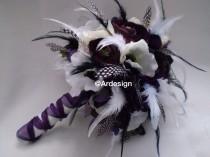 wedding photo - VINTAGE VIXEN VAMP Wedding Bouquet With Lots of Feathers