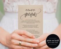 wedding photo - Printable Wedding Menu, Wedding Menu Template, Menu Cards, Menu Template, Editable Menu, Rustic Wedding, PDF Instant Download 