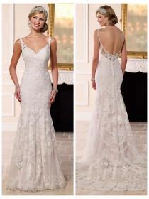 wedding photo - Lace Straps Fit and Flare Sweetheart Wedding Dress with Scalloped Low Back