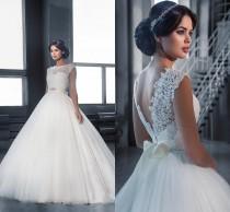 wedding photo -  Backless Ball Gown Wedding Dresses 2016 Jewel Neck Floor Length Tulle Bridal Gowns Custom Made Sleeveless Cheap Wedding Gowns Online with $111.35/Piece on Hjklp88's