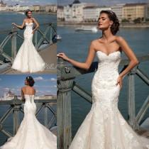 wedding photo -  Charming Ivory Mermaid Wedding Dresses Sweetheart Full Lace Applique 2016 Wedding Gowns Sweep Train Milla Nova Lace-Up Beach Bridal Dress Online with $112.12/Piece on Hjklp88's Store 