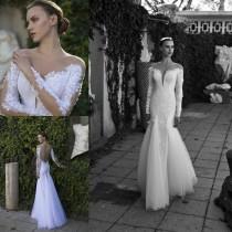 wedding photo -  Sexy 2016 Lace Wedding Dresses Garden Cheap Sheer Neck Long Sleeve Beads Mermaid Backless Wedding Gowns Spring Nurit Nen Long Bridal Dress Online with $119.85/Piece on Hjklp88's Store 
