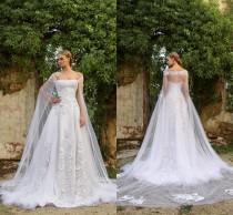 wedding photo -  Lastest Design Wedding Dresses 2016 Summer White Lace Train Applique Bridal Ball Gowns With Tulle Long Cape Wrap Bride Dresses Custom Online with $112.89/Piece on Hjklp88's Store 