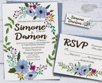 wedding photo -  Printable Floral Wedding Invitations, Country Wedding Invite, Boho Spring Wedding Invitations, DIY Summer Rustic Wedding Invites