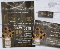 wedding photo -  Printable Country Wedding Invitations, Sunflower Wedding Invitations, Western Wedding Invites, Rustic Wedding Invitation w/ Mason Jar