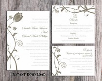 wedding photo -  DIY Wedding Invitation Template Set Editable Word File Instant Download Printable Gray Wedding Invitation Flower Invitation Black Invitation