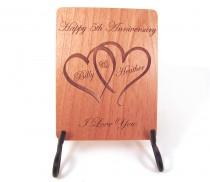 wedding photo - Anniversary Card - 5 Year Anniversary Wood Card - Personalized Engraving