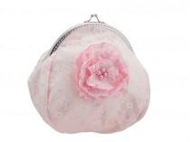 wedding photo - pink and white lace handbag, bride handbag, bridal lace clutch bag, womens purse bag in wedding, formal, , bridesmaid clutch handbag 1495-01