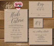 wedding photo - Printable Wedding Invitation Suite (w0232), consists of invitation, RSVP, monogram and info design in hand lettered typography theme.
