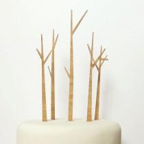wedding photo - Trees Cake Topper Set - Bamboo - Wedding Cake Topper - Rustic Wedding - Modern Wedding