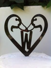 wedding photo - Acrylic, Heart, Rustic, Country, Surname, Last Name, Initial Duck Customized Personal Wedding Cake Topper
