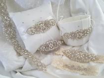 wedding photo - Wedding Accessories, Bridal Accessories, Bridal Belt, Bridal Garter Set, Bridal Hair Comb, Flower Girl Basket, Ring Bearer Pillow