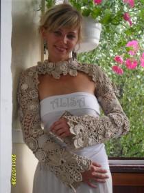 wedding photo - Bridal bolero, Wedding bolero,shawl,shrug,Crochet Shawl,Irish crochet.