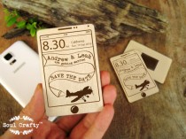 wedding photo -  Save The Date Wooden Smartphone Mobile Iphone Airplane Fridge Magnet Engraved Wedding Gift invitation Decoration Bridal Pack of 30 / 50