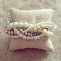 wedding photo - Braided cuff, ivory pearl bracelet, bridesmaids bracelet, ivory bracelet, pearl bracelet, statement bracelet, elegant bracelet, ivory gold