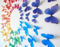 wedding photo - 3D Rainbow Wall Butterflies- Set of 70