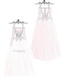 wedding photo - Custom Weddng Gown Sketch- Long Sleeve Bridal Ball Gown