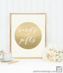 wedding photo - Cards & Gifts Sign / Gold Sparkle Wedding Sign DIY / Metallic Gold and Cream / Champagne Gold ▷ Instant Download JPEG