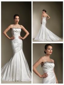 wedding photo -  Mermaid Pleated Strapless Wedding Dress with Beaded Trim Accents Perfect