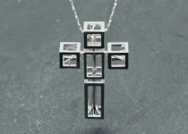 wedding photo -  Salvador Dali Tree in cross necklace, Dali cross jewellery, silver cross necklace, 3D printed, free shipping