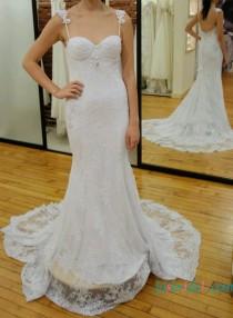 wedding photo - Fitted lace sheath wedding dress with straps low back
