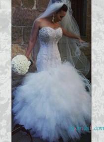 wedding photo - Strapless Curvy lace mermaid wedding dress with ruffles