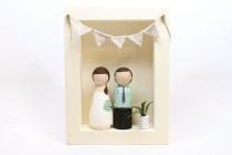 wedding photo - The Original Cake Toppers AND FRAME - Custom Wedding Cake Personalized Little Wooden People Wedding Gift // Goose Grease // wooden dolls