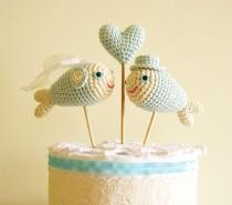 wedding photo - Fish Cake Topper, Mint Blue Wedding Cake Decoration